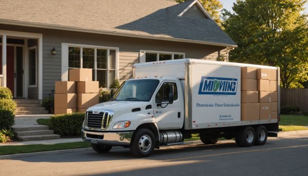 Camion de déménagement et cartons pro